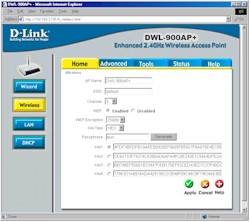 D-Link 900AP+ - Wireless Setup screen