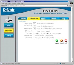 D-Link 900AP+ - Wireless Performance screen