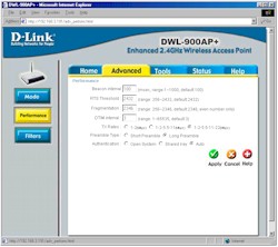 D-Link 900AP+ - Wireless Performance screen