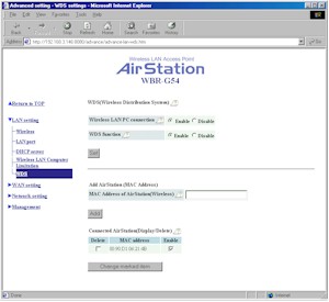 Buffalo WBR-G54: WDS settings