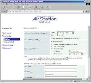 Buffalo WBR-G54: WAN Port screen