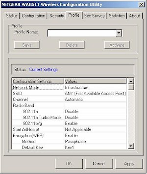 NETGEAR WAG511 - Profile tab