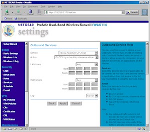 NETGEAR FWAG114 - Outbound Service rule