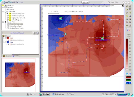 AirMagnet Surveyor Passive Survey display - with APs located