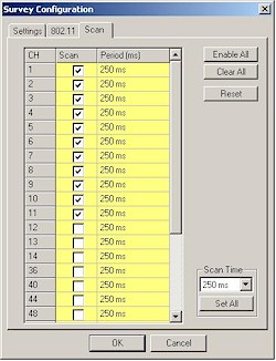 AirMagnet Surveyor Scan settings