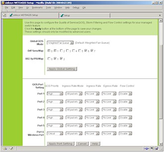 Linksys WET54GS QoS controls