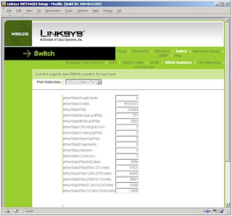 Linksys WET54GS RMON stats screen
