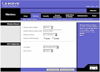 WRT54GX Basic Wireless settings