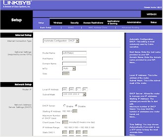 WRT54GX Setup screen