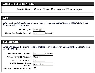 WPA-Enterprise settings