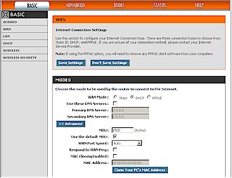 WAN Setup - DHCP mode