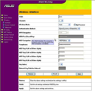 WL-530g Wireless Interface