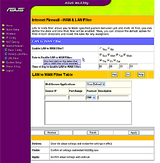 ASUS LAN to WAN Filter