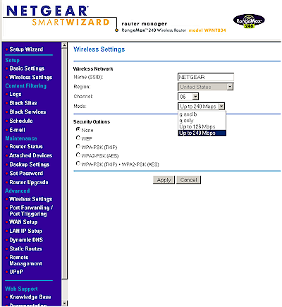 Basic Wireless settings