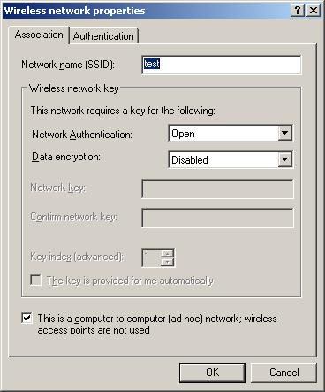 AdHoc Wireless Network setup