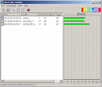 ASUS WL-100g Site Monitor Search