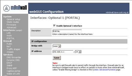 Configuring the PORTAL interface