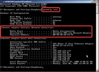 Type in ipconfig /all to find the MAC Address