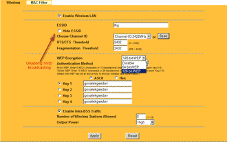 Disabling SSID Broadcast on a Parkervision AP