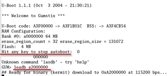 Gumstix boot messages